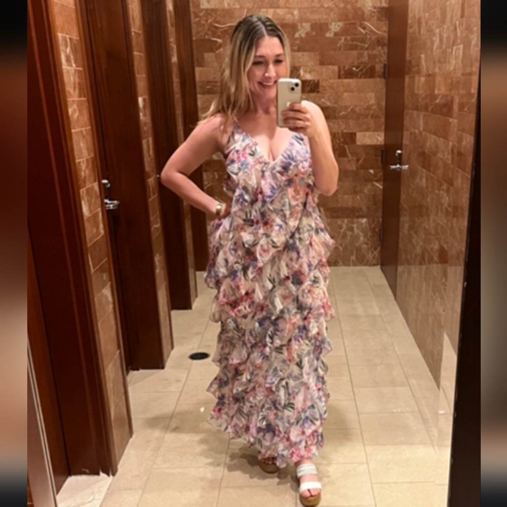 Let Me Be Jia Floral Ruffle Tiered Maxi Dress - Pink & Lavender - Picture 9 of 16
